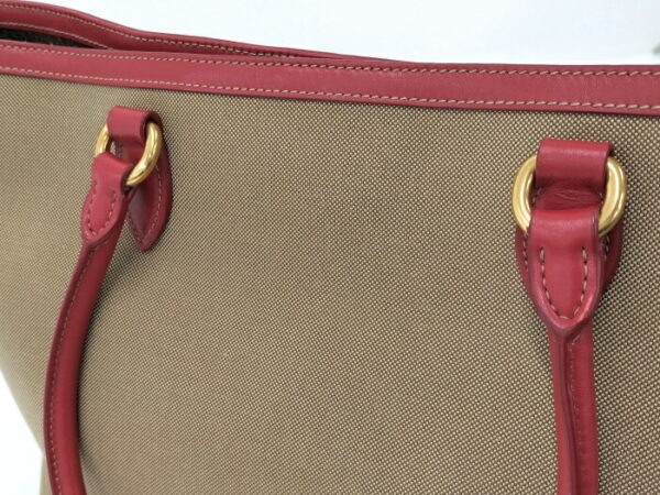 2000232252400015 5 Prada Tote Bag Canvas Beige Red