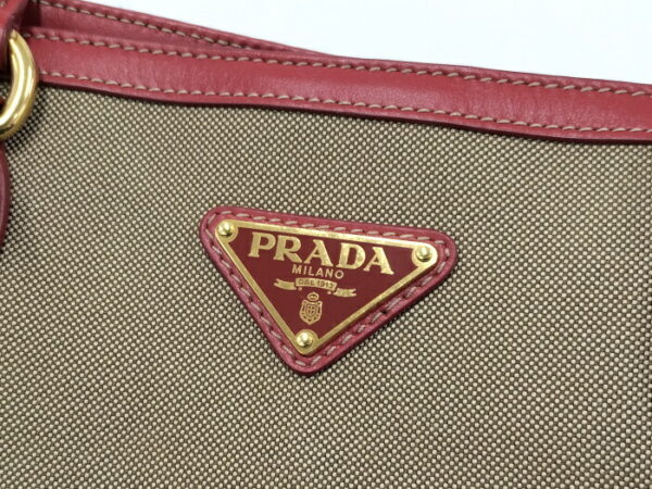 2000232252400015 6 Prada Tote Bag Logo Beige Red