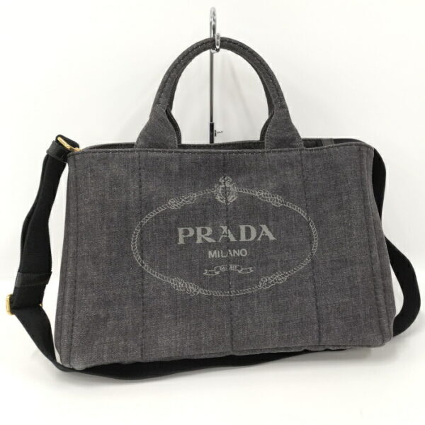 2000232257800210 1 Prada Kanapa 2WAY Shoulder Bag Denim Black