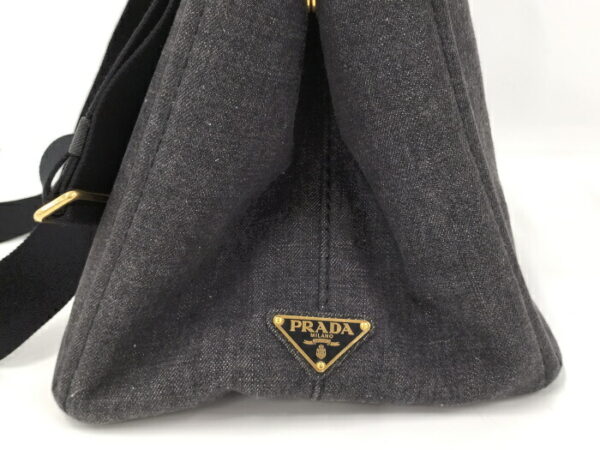 2000232257800210 7 Prada Kanapa Tote Bag 2WAY Shoulder Bag Canvas Denim Black