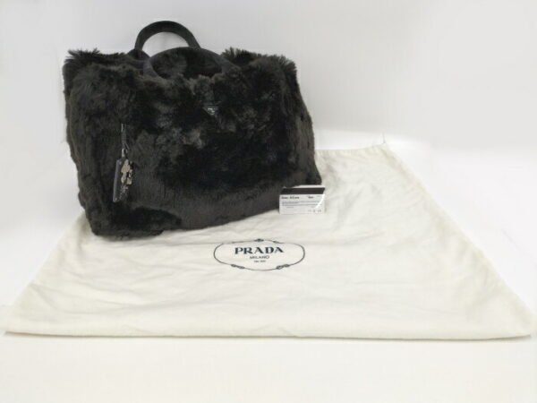 2000232258200181 10 Prada Handbag Canapa Logo Faux Fur Black