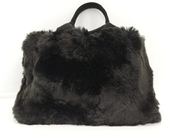 2000232258200181 2 Prada Handbag Canapa Logo Faux Fur Black