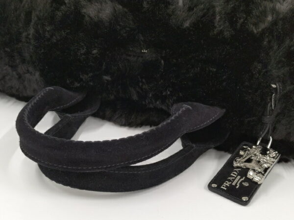 2000232258200181 4 Prada Handbag Canapa Logo Faux Fur Black