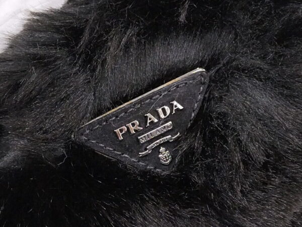 2000232258200181 6 Prada Handbag Canapa Logo Faux Fur Black