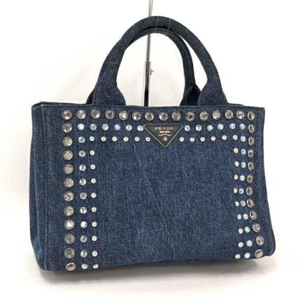 2000232259800033 1 Prada Kanapa Handbag Bijou Studded Denim Denim Blue