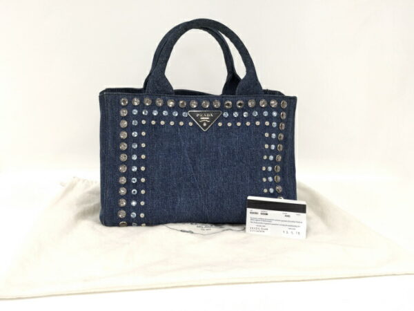 2000232259800033 9 Prada Kanapa Handbag Bijou Studded Denim Denim Blue