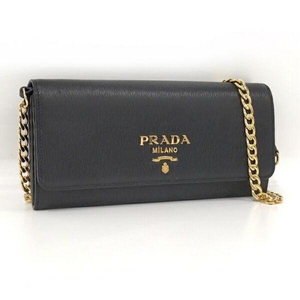 2000234257700148 1 Prada Chain Wallet Logo Leather