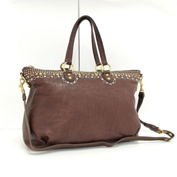 2000255258800011 1 Miu Miu 2WAY Shoulder Bag Studded Leather Brown