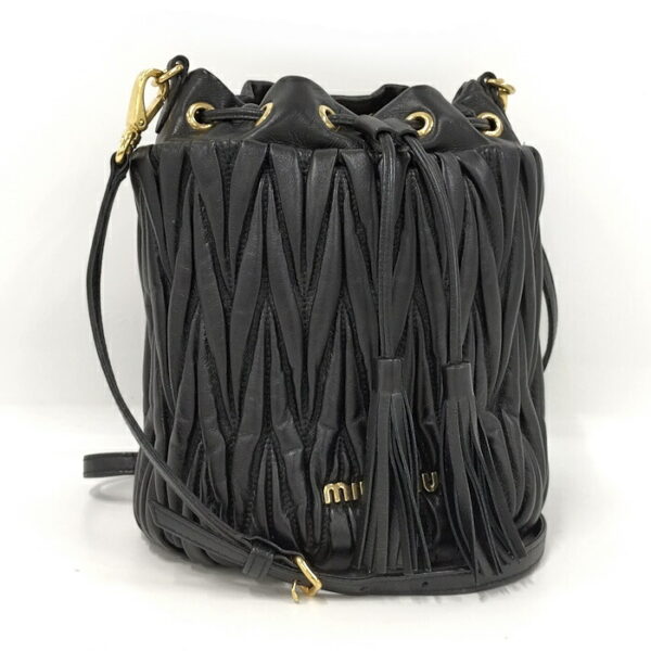 2000265252000015 1 Miu Miu Matelasse Shoulder Bag Leather Black