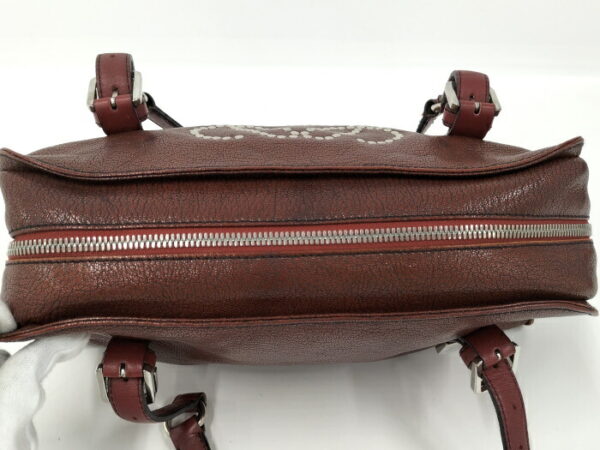 2001201257100040 8 Loewe Amazona Studded Handbag Leather Reddish Brown