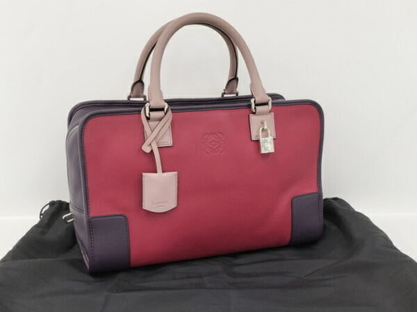 2001201258500020 9 Loewe Amazona 36 Handbag Leather Berry Purple