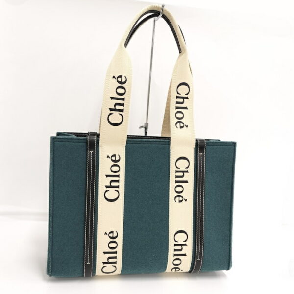 2001225257700027 1 Chloe Woody Tote Bag Felt Green