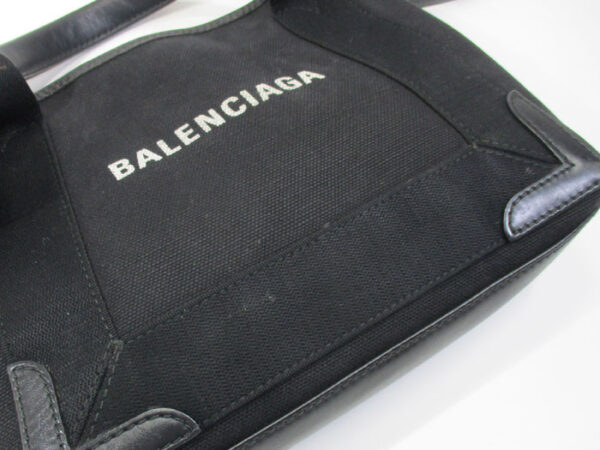 2010200257200006 7 Balenciaga Navy Cabas XS Leather 2way Shoulder Bag Black