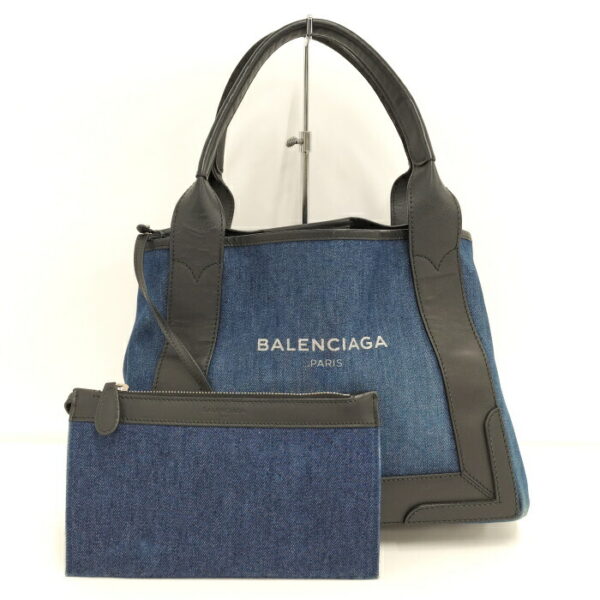 2010200258200081 1 Balenciaga Navy Cabas S Denim Tote Bag Blue