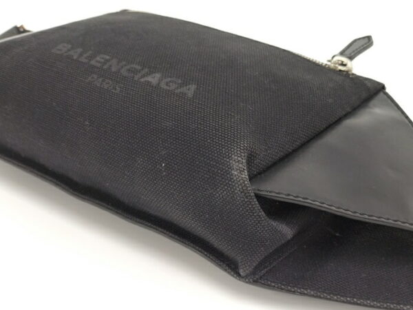 2010203258800004 3 Balenciaga Leather Canvas Waist Pouch Black