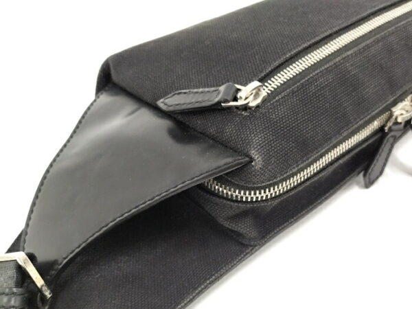 2010203258800004 4 Balenciaga Leather Canvas Waist Pouch Black