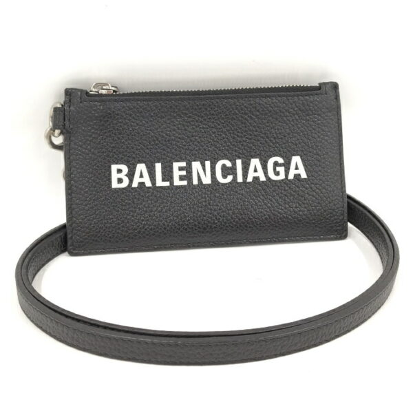 2010204257700001 1 Balenciaga Leather Coin Case Card Case Black