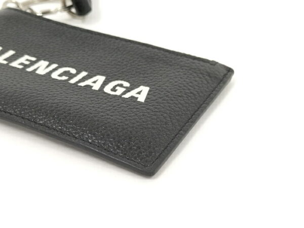 2010204257700001 3 Balenciaga Leather Coin Case Card Case Black