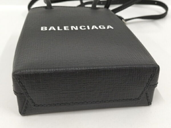 2010211252000077 5 Balenciaga Shopping Phone Holder 2way Leather Shoulder Bag Black