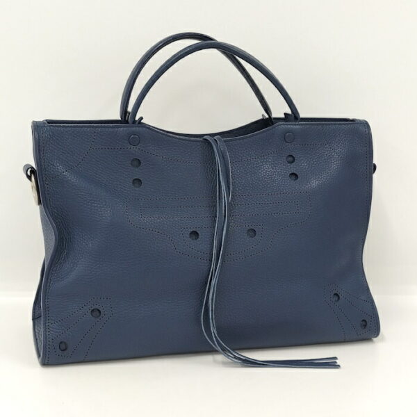 2010211252000081 1 Balenciaga Blackout City Leather Handbag Blue