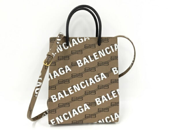 2010211252000085 2 Balenciaga Shopping Phone Folder Leather Shoulder Bag Brown