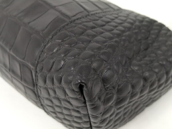 2010211252000094 3 Balenciaga Croco Embossed Leather Shoulder Bag Black