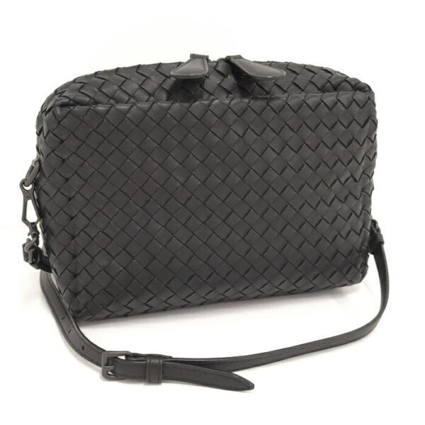 2010297257800027 1 Bottega Veneta Shoulder Bag Intrecciato Leather Black