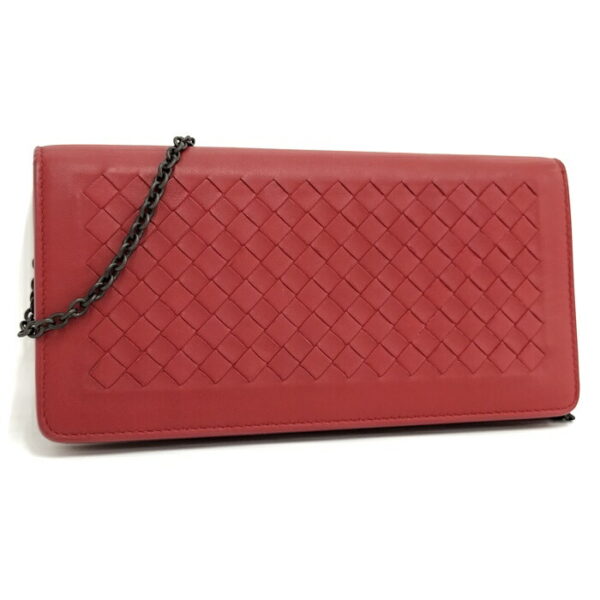 2010309251300044 1 Bottega Veneta Chain Wallet Leather Red