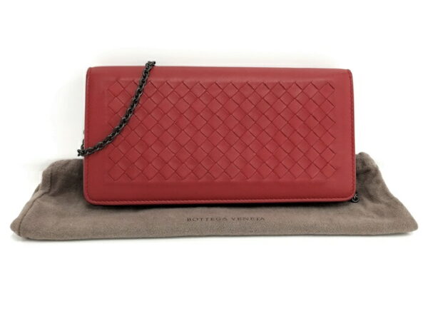 2010309251300044 10 Bottega Veneta Chain Wallet Leather Red