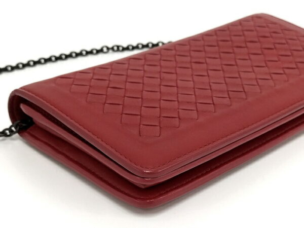 2010309251300044 3 Bottega Veneta Chain Wallet Leather Red