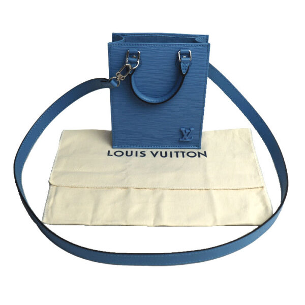 2023 1987 7 Louis Vuitton Petite Sac Plat 2Way Shoulder Bag Epi Blue