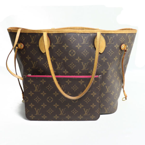 2024 370 1 371 Louis Vuitton Neverfull MM Tote Bag Monogram Brown Fuchsia