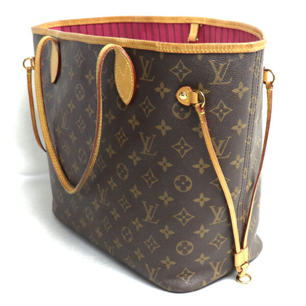 2024 370 1 372 Louis Vuitton Neverfull MM Tote Bag Monogram Brown Fuchsia