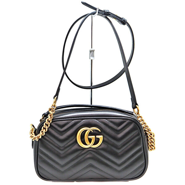 2082 1 Gucci GG Marmont Shoulder Bag Leather Black