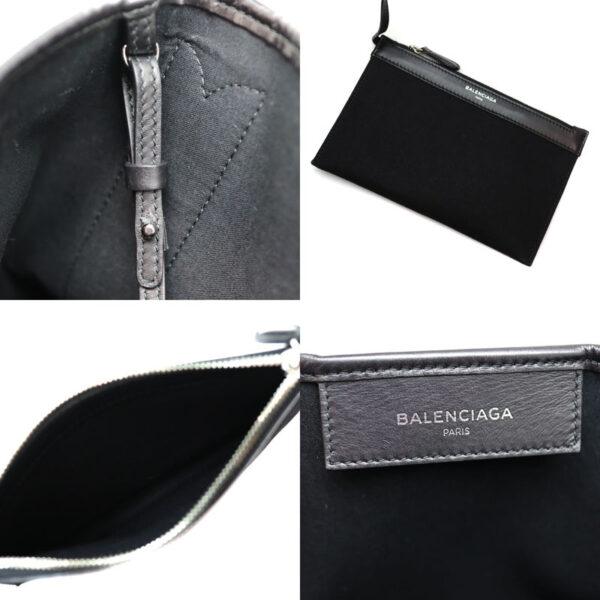 21 1408 10 Balenciaga Blue Cabas Canvas Leather Handbag Black