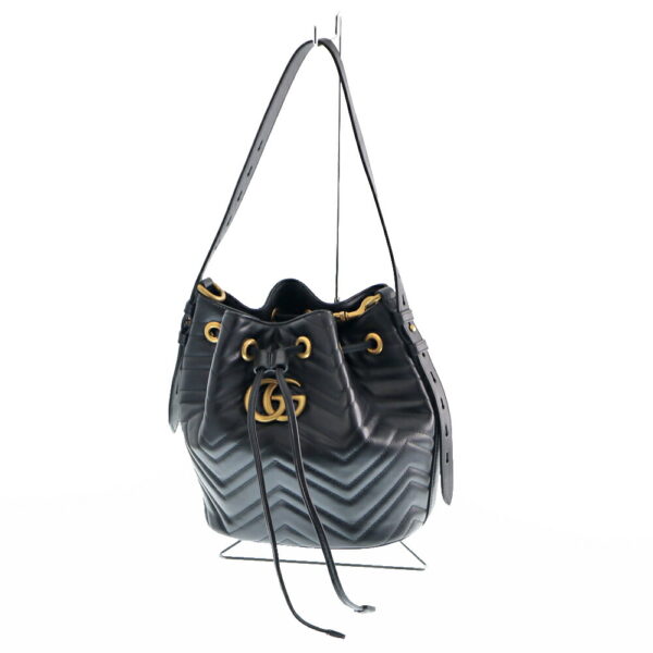 21 1636 1 Gucci Chain Shoulder Bag Guccisima Leather Black