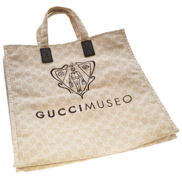 21 3092 Gucci Museo Tote Bag GG Canvas Beige White Brown