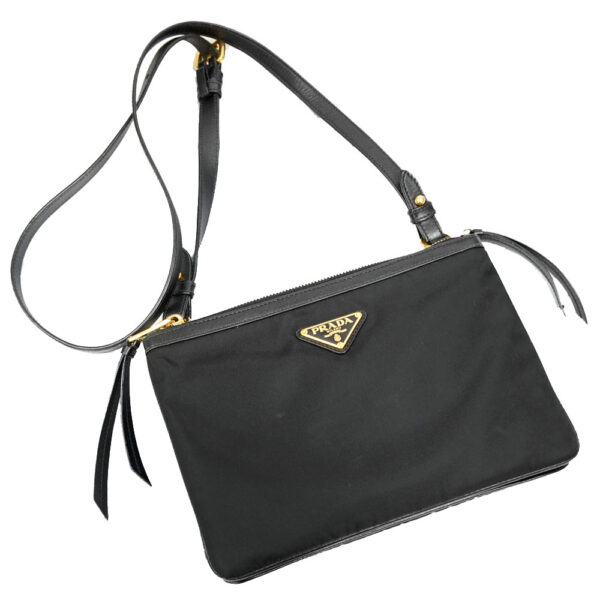 21 3746 Prada Shoulder Bag Mini Pochette Crossbody Black Nylon Leather