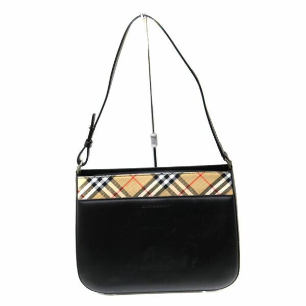 21 4415 1 Burberry Check Leather Handbag Black