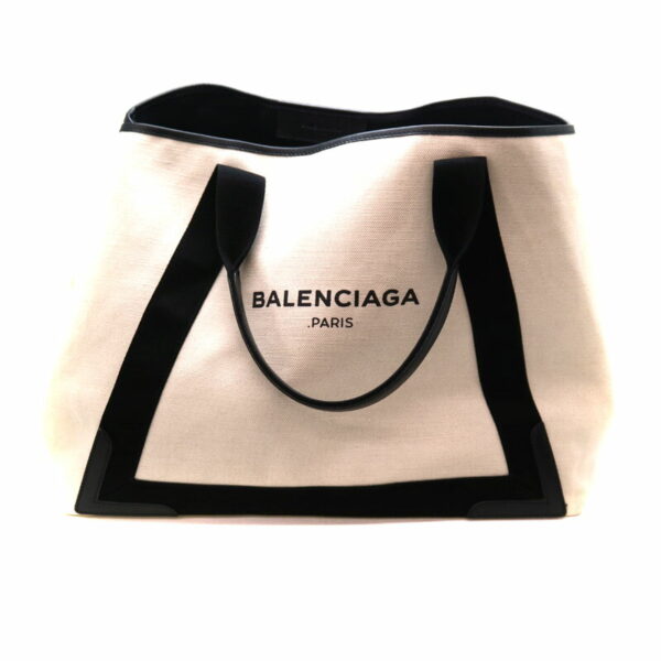 21 4477 1 Balenciaga Blue Hippo M Canvas Leather Handbag Black White