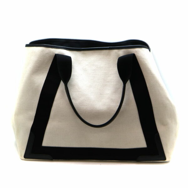 21 4477 2 Balenciaga Blue Hippo M Canvas Leather Handbag Black White