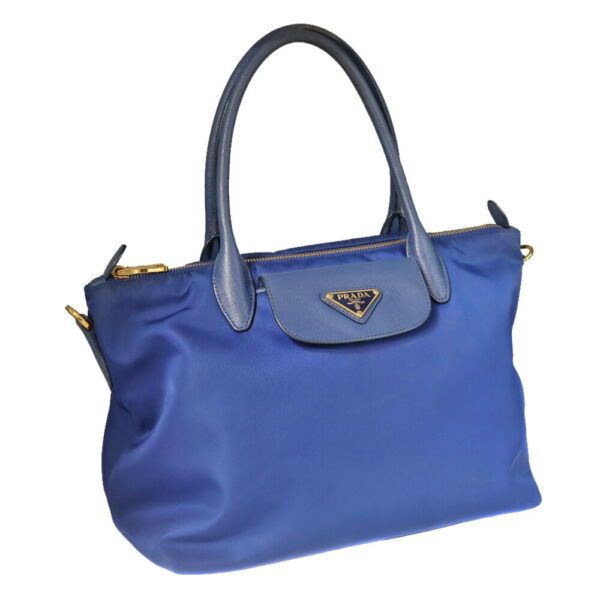 21 4496 1 Prada Handbag Nylon Leather Blue