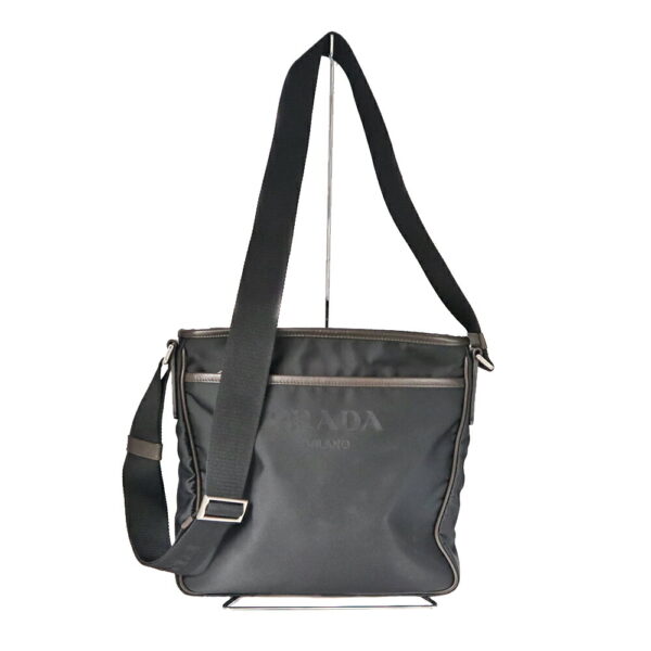 21 5109 2 Prada Shoulder Bag Nylon Leather Black