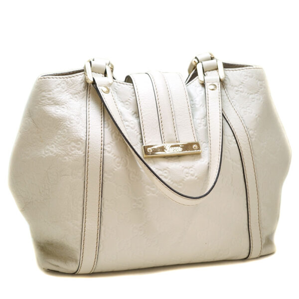 21 5646 Gucci Tote Bag GG Pattern Leather Off White