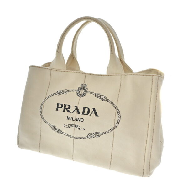 21 6557 1 Prada Canapa Tote Canvas White Black