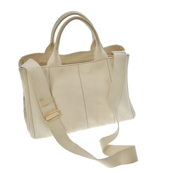 21 6557 2 Prada Canapa Tote Canvas White Black