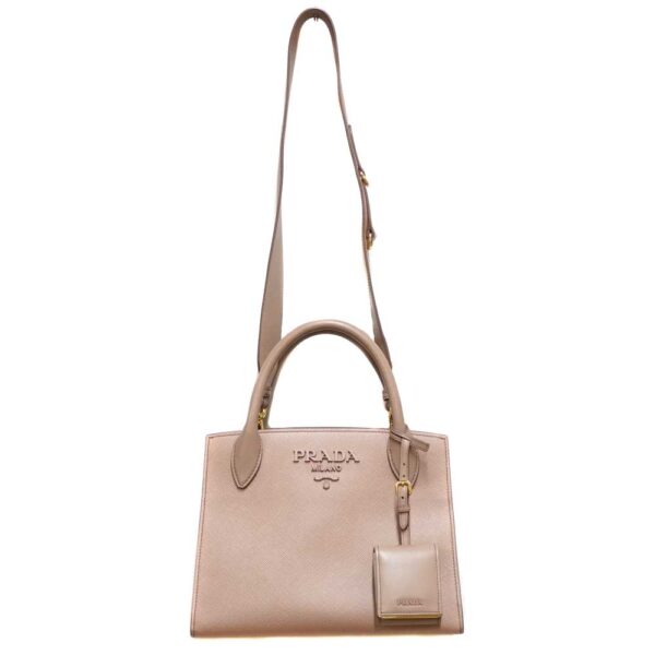 21 665 15 Prada Monochrome Bag 2WAY Pink Beige Small Saffiano