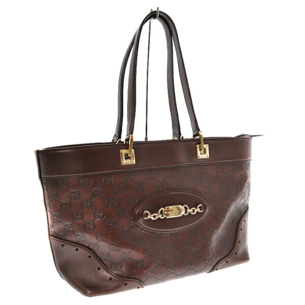 21 6700 1 Gucci Tote Bag GG Leather Brown