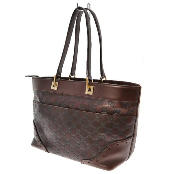 21 6700 2 Gucci Tote Bag GG Leather Brown