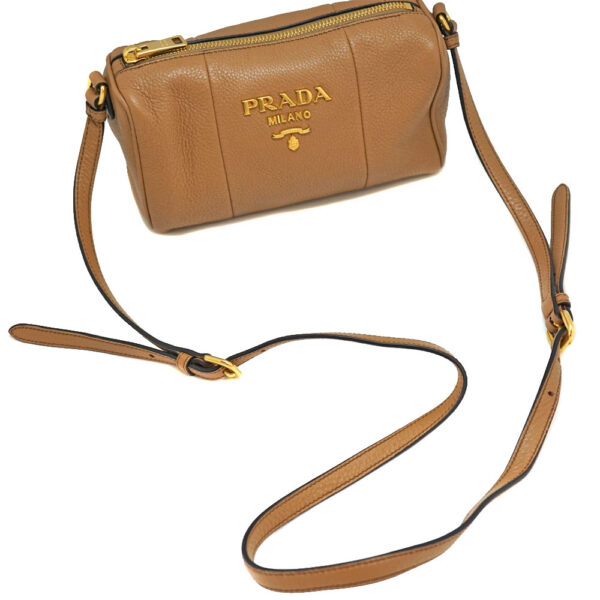 21 6988 8 Prada Shoulder Bag Crossbody Pochette Caramel Camel Brown Leather